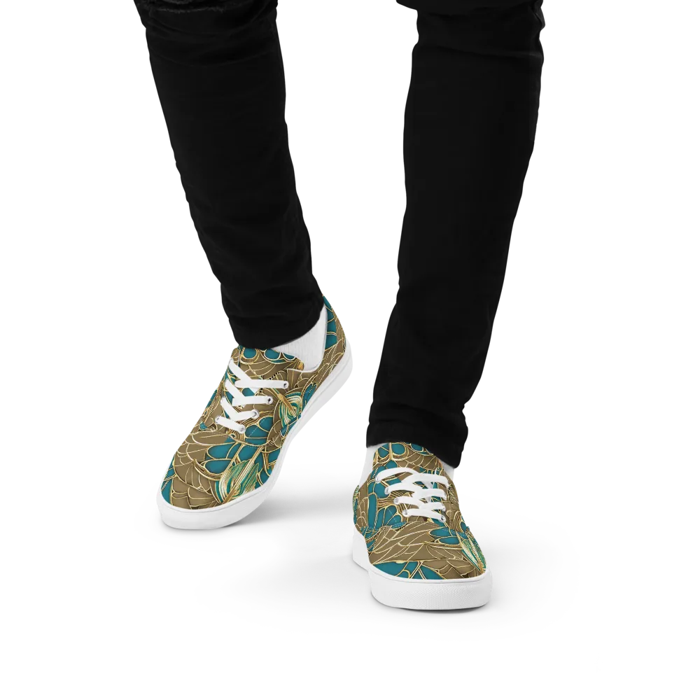 Gilded Art Nouveau on Men's Lace-Up Canvas Shoes — Front