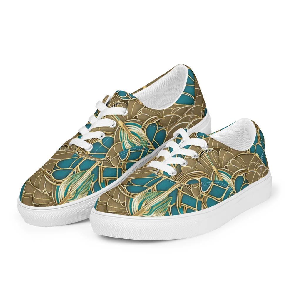 Gilded Art Nouveau on Men's Lace-Up Canvas Shoes — Left Front