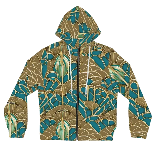 Gilded Art Nouveau on a Women's Full-Zip Hoodie