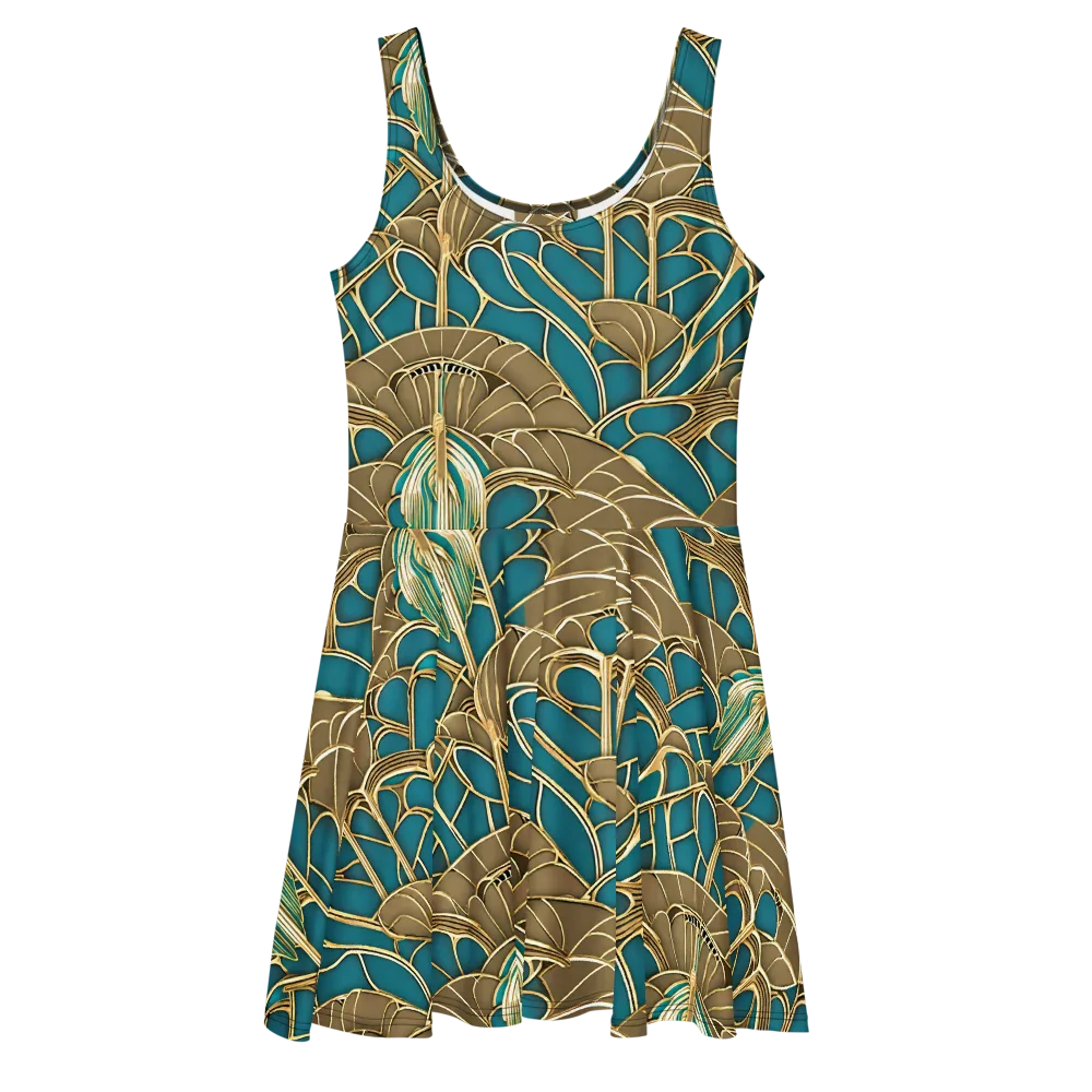 Gilded Art Nouveau on Skater Dress — Front