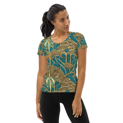 Gilded Art Nouveau on a Women's Athletic T-Shirt