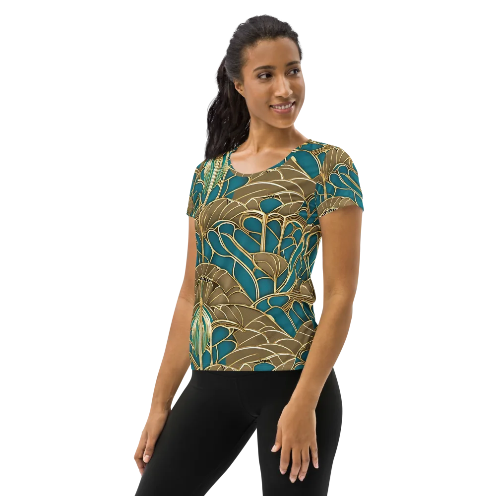 Gilded Art Nouveau on Women's Athletic T-Shirt — Left