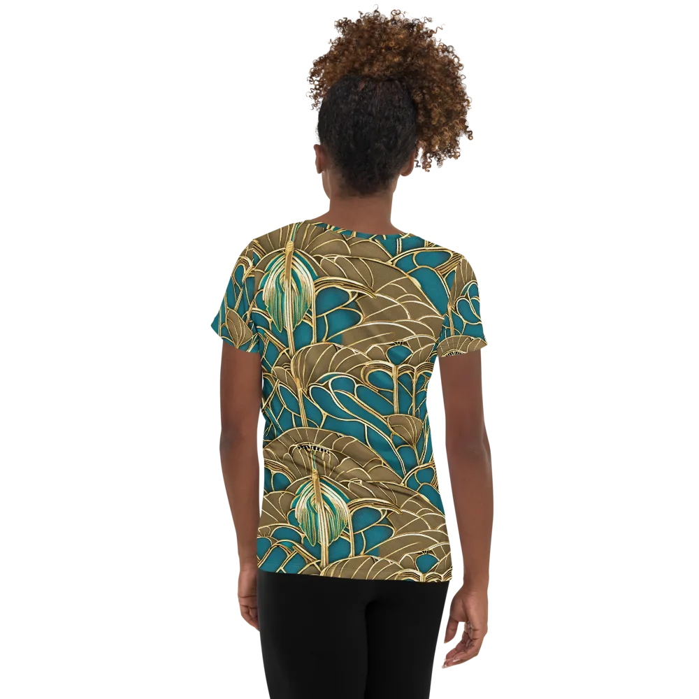 Gilded Art Nouveau on Women's Athletic T-Shirt — Back