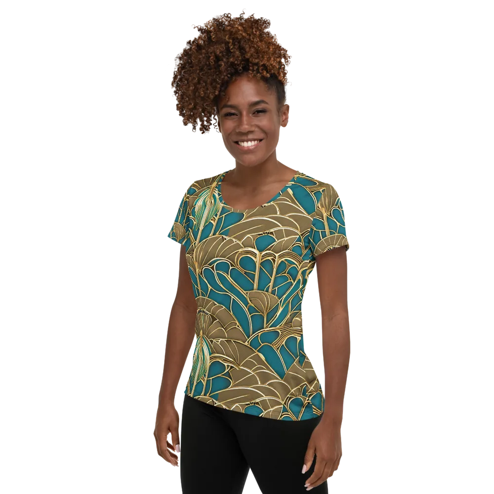 Gilded Art Nouveau on Women's Athletic T-Shirt — Left