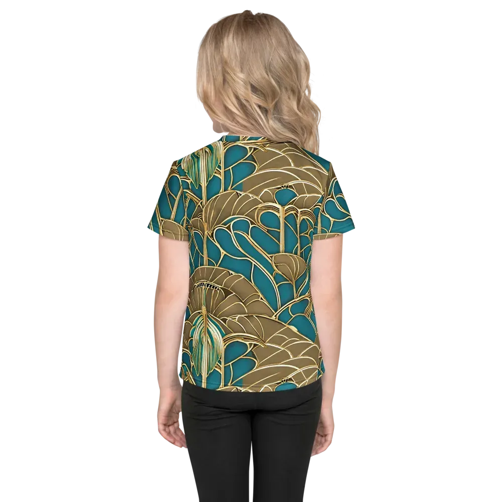 Gilded Art Nouveau on Kids Crew Neck T-Shirt — Back