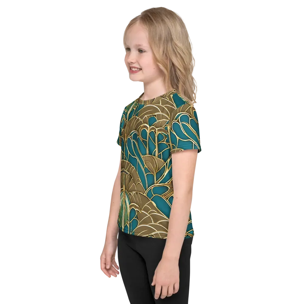 Gilded Art Nouveau on Kids Crew Neck T-Shirt — Left