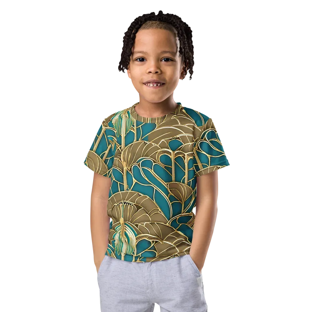 Gilded Art Nouveau on Kids Crew Neck T-Shirt — Front
