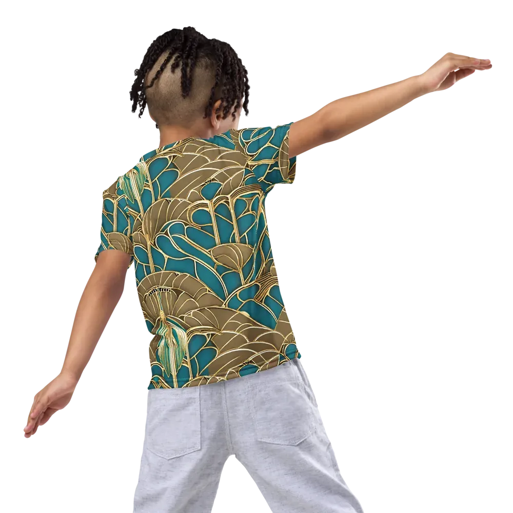 Gilded Art Nouveau on Kids Crew Neck T-Shirt — Back