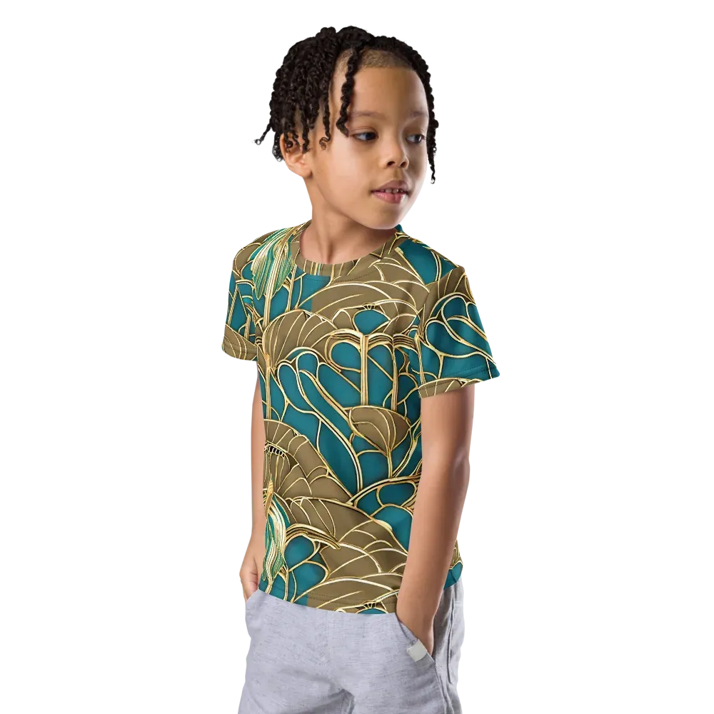 Gilded Art Nouveau on Kids Crew Neck T-Shirt — Left Front