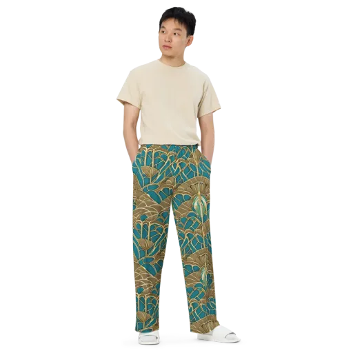 Gilded Art Nouveau on a Wide-Leg Pants