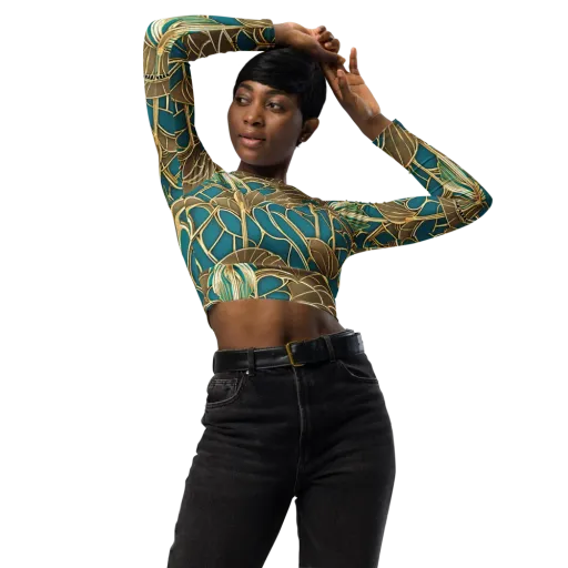 Gilded Art Nouveau on a Long Sleeve Crop Top