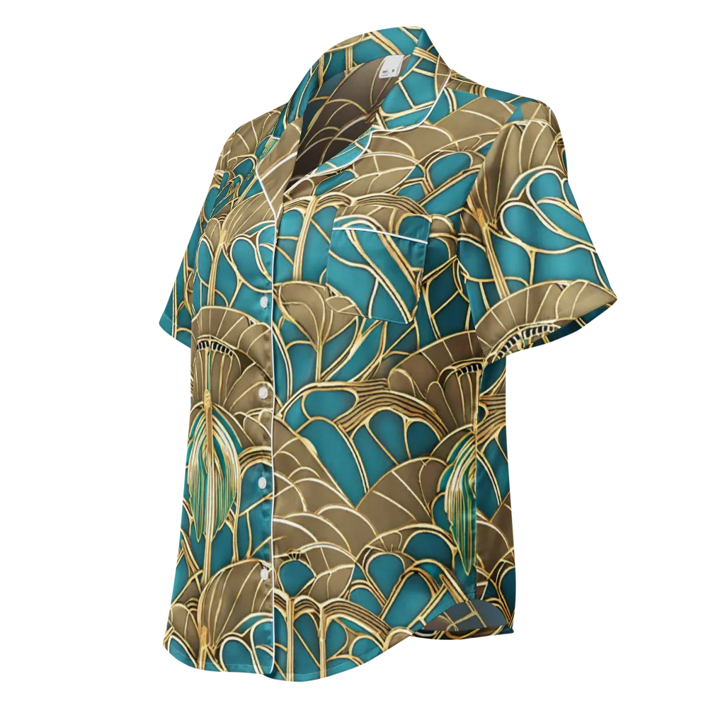Gilded Art Nouveau on Women's Short Sleeve Pajama Top — Left Front