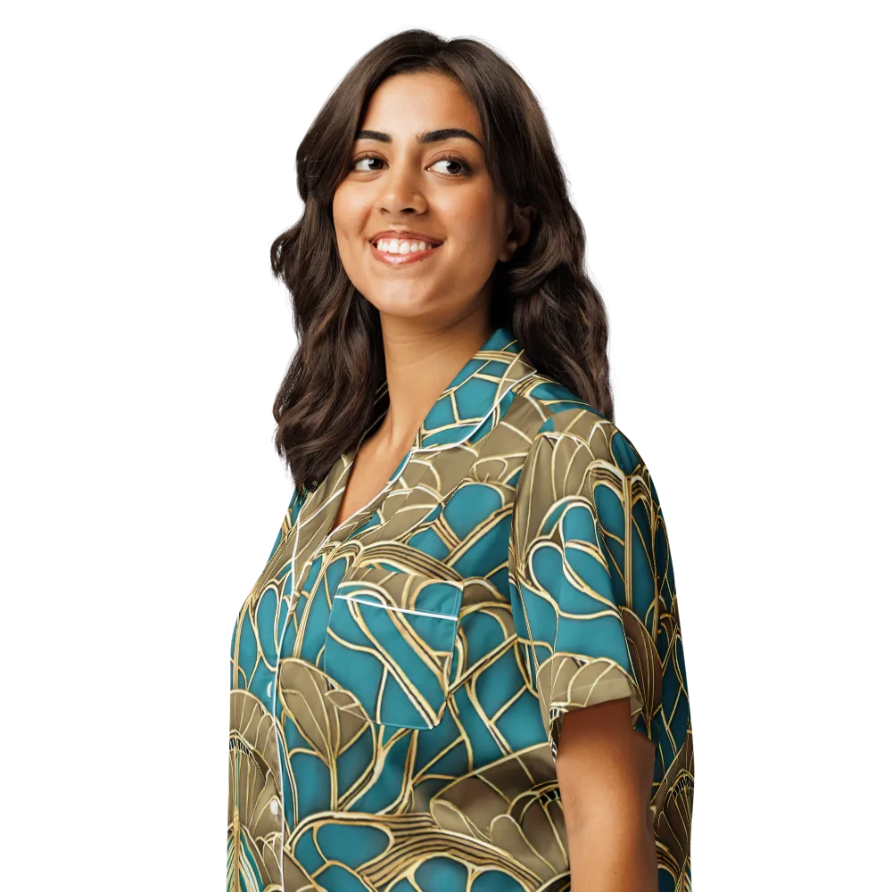 Gilded Art Nouveau on Women's Short Sleeve Pajama Top — Left Front