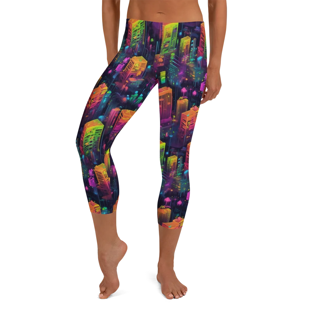 Neon Verticality on Capri Leggings — Front