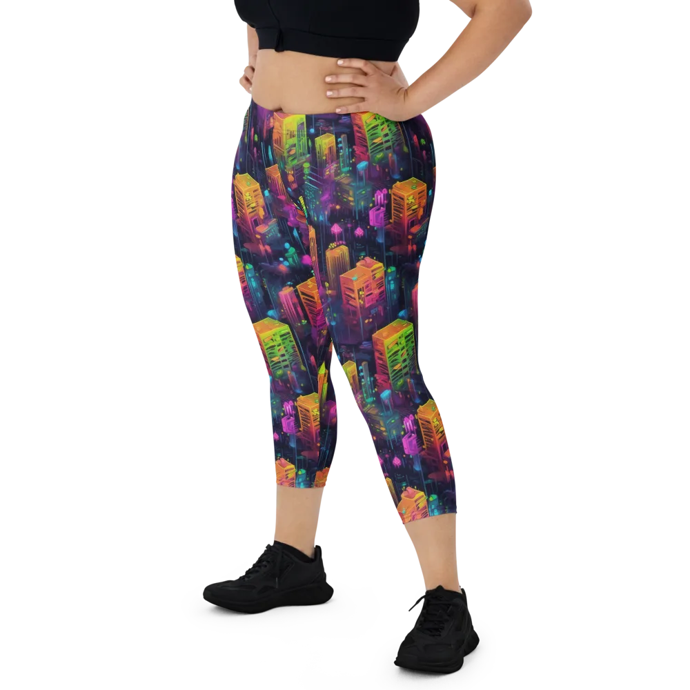 Neon Verticality on Capri Leggings — Front