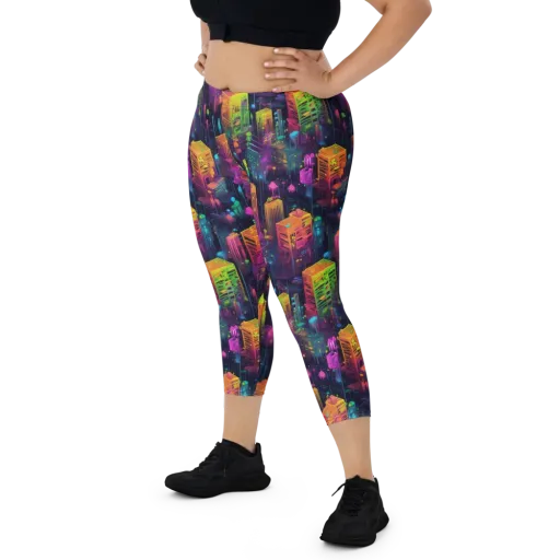 Neon Verticality on a Capri Leggings