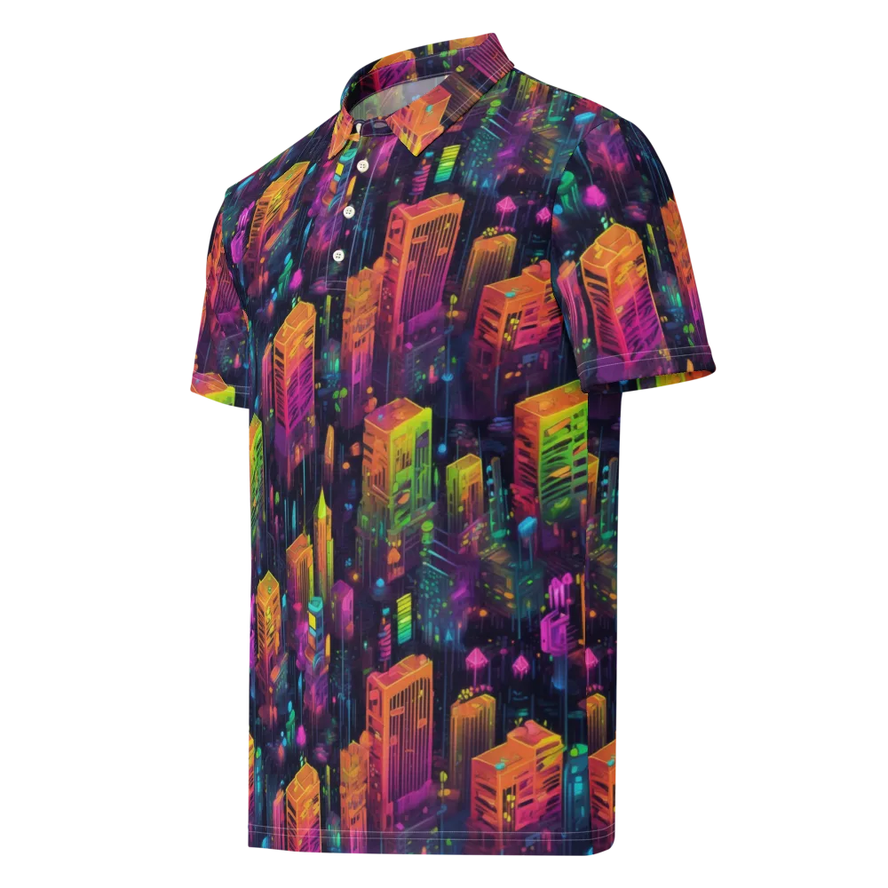 Neon Verticality on Men's Slim Fit Polo Shirt — Left Front