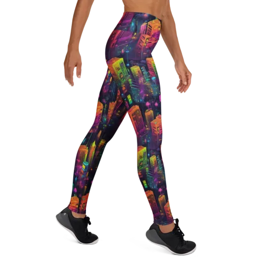 Neon Verticality on a Yoga Leggings