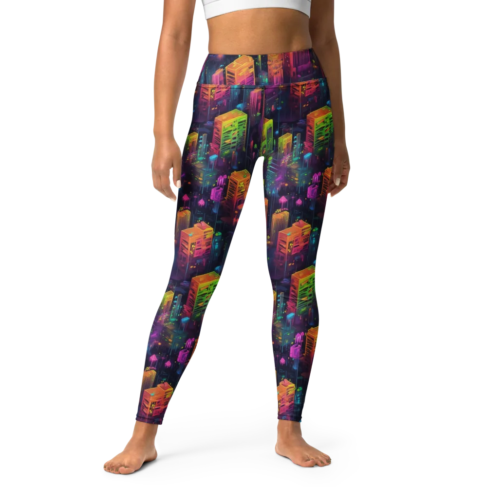 Neon Verticality on Yoga Leggings — Front
