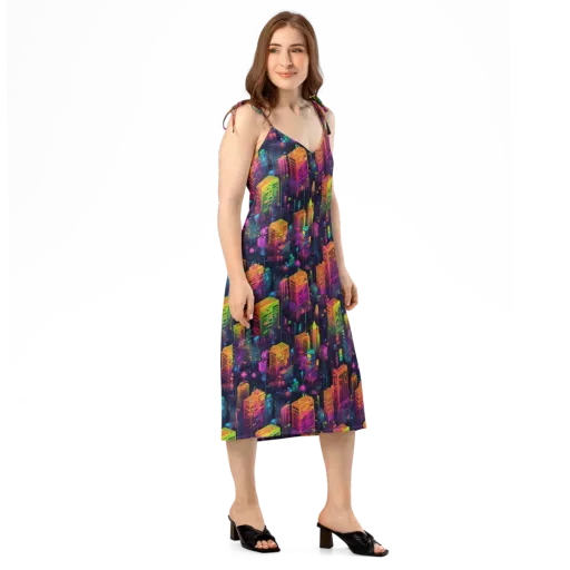 Neon Verticality on a Slip Dress
