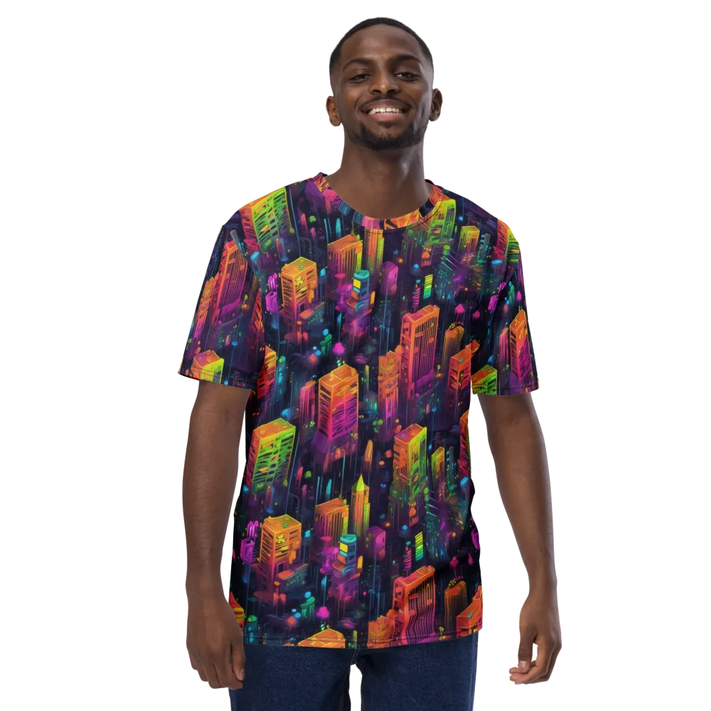 Neon Verticality on Men's Crew Neck T-Shirt — Front