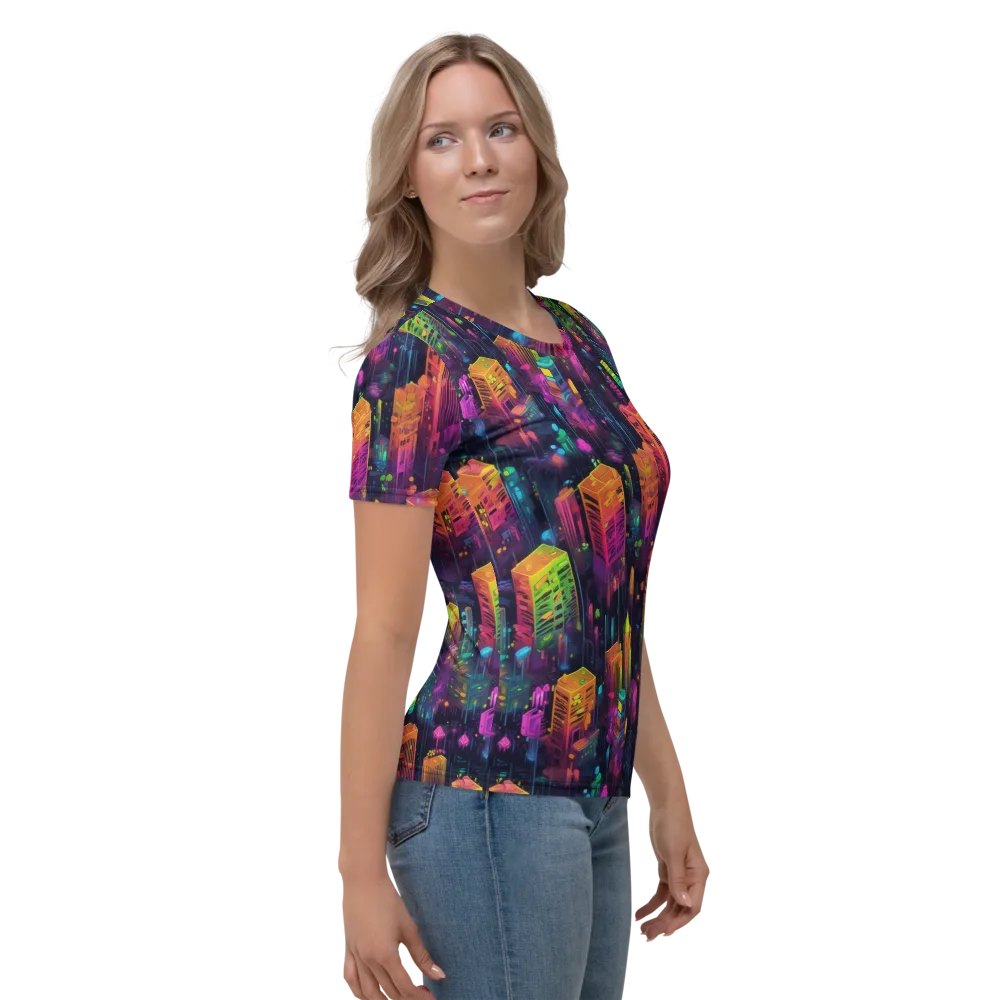 Neon Verticality on Women's Crew Neck T-Shirt — Right