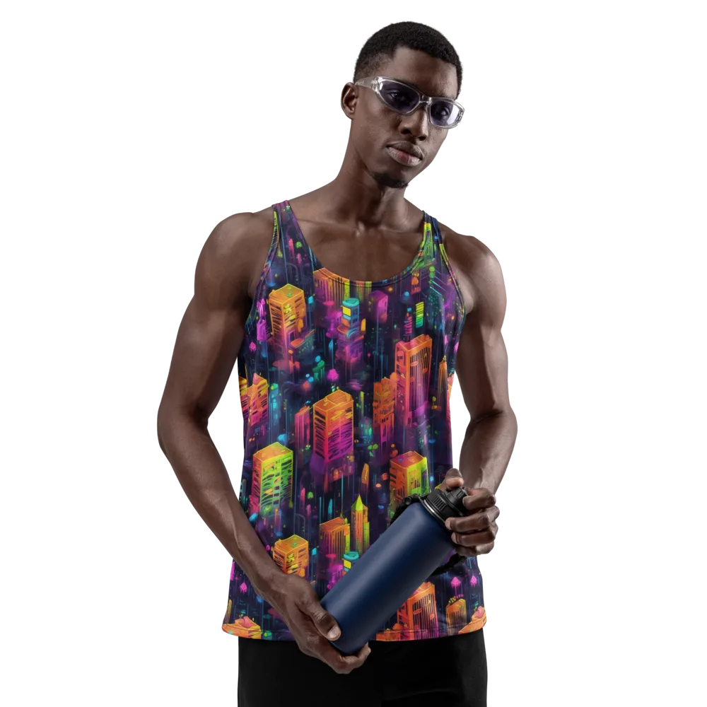 Neon Verticality on Men's Tank Top — Front