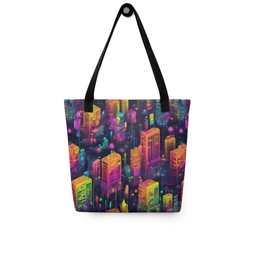 Neon Verticality on a Tote Bag