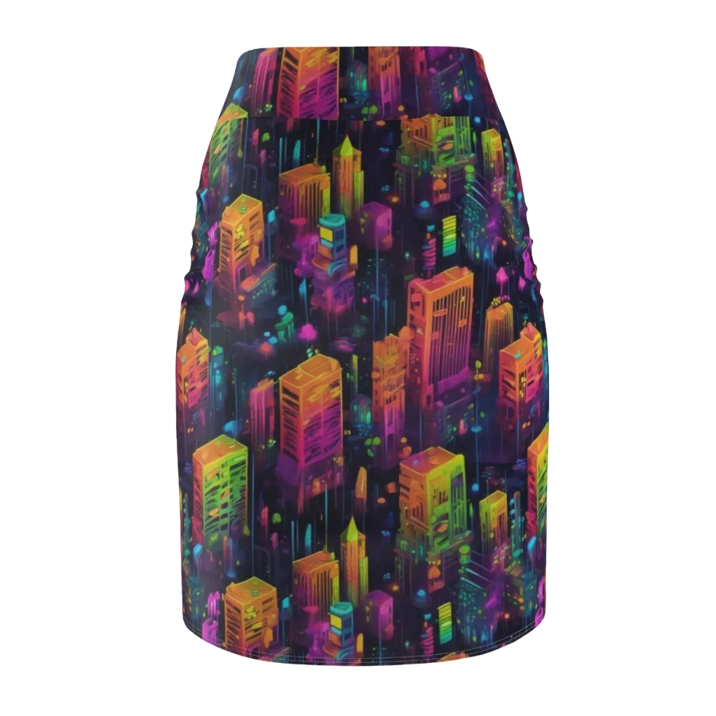 Neon Verticality on Pencil Skirt — Back