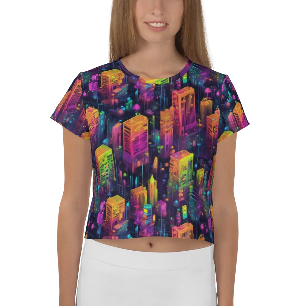 Neon Verticality on Crop Tee — Front