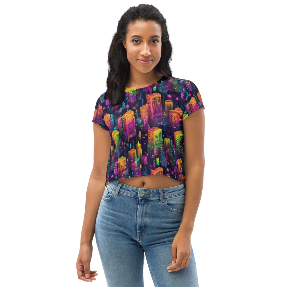 Neon Verticality on Crop Tee — Front