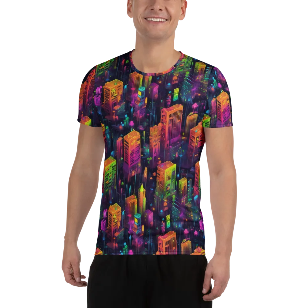 Neon Verticality on Men's Athletic T-Shirt — Front