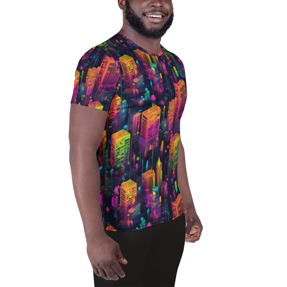 Neon Verticality on Men's Athletic T-Shirt — Right