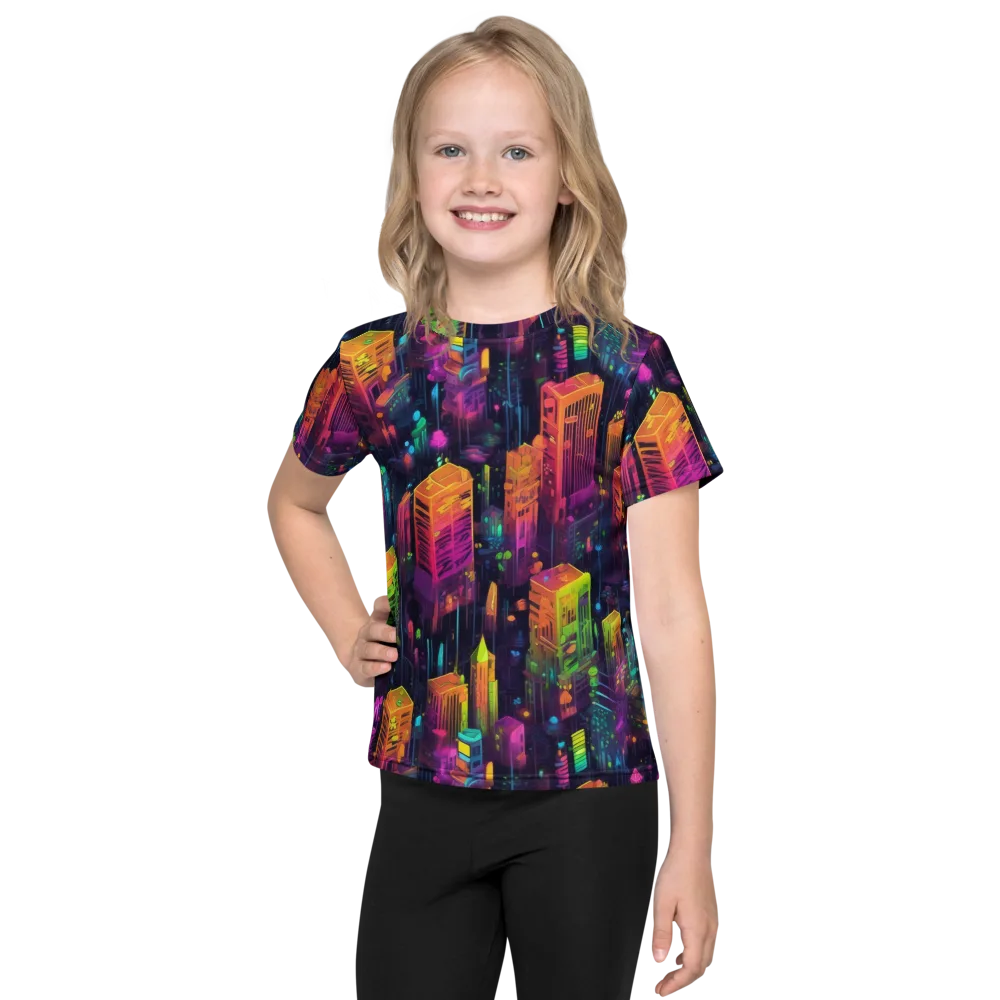 Neon Verticality on Kids Crew Neck T-Shirt — Front