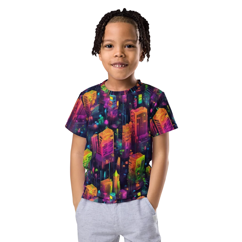 Neon Verticality on Kids Crew Neck T-Shirt — Front