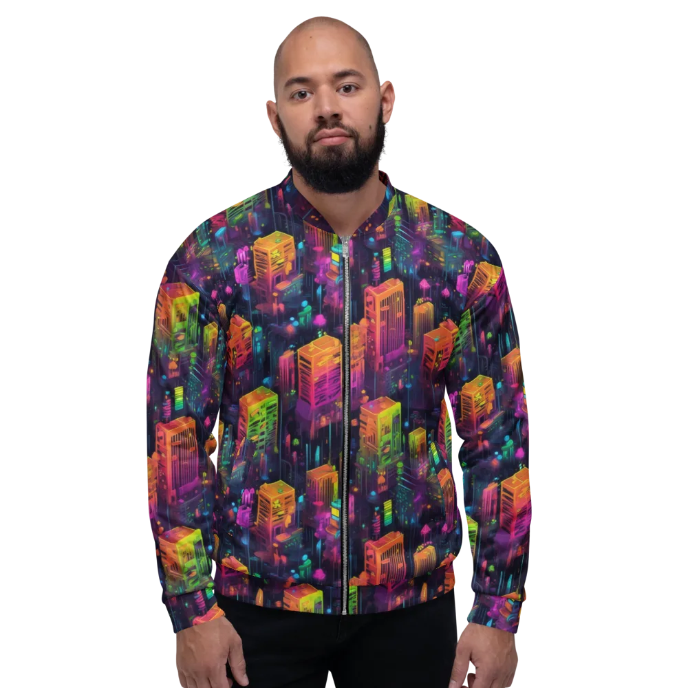 Neon Verticality on Bomber Jacket — Front