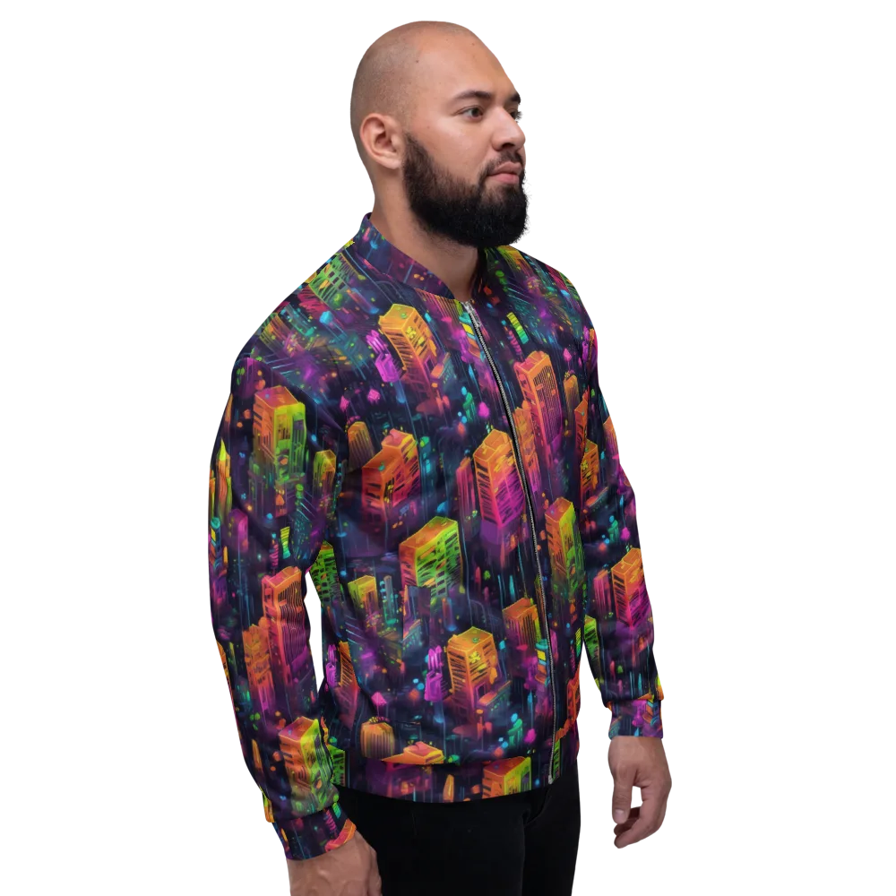 Neon Verticality on Bomber Jacket — Right