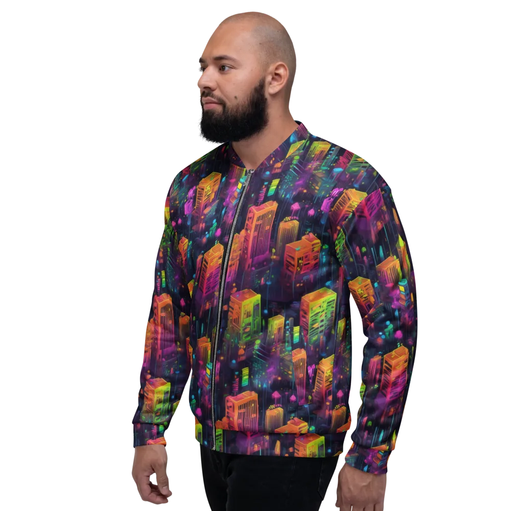 Neon Verticality on Bomber Jacket — Left