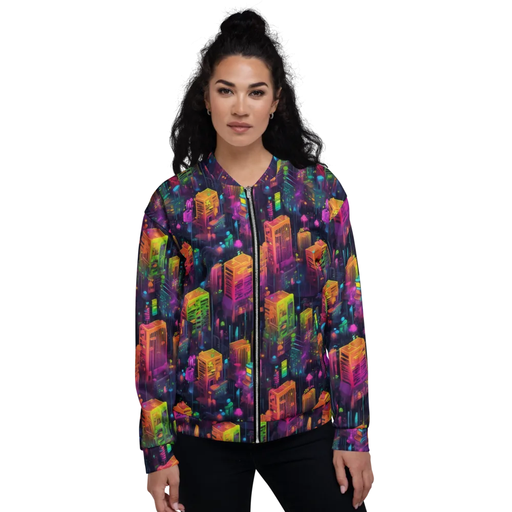 Neon Verticality on Bomber Jacket — Front