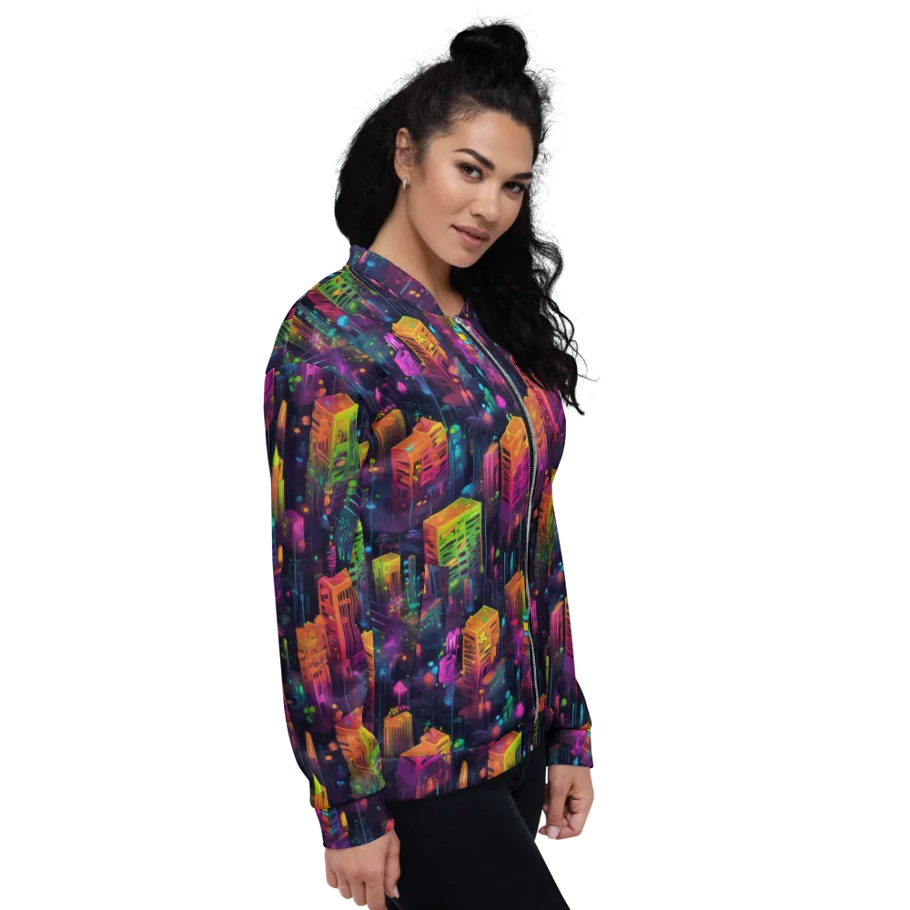 Neon Verticality on Bomber Jacket — Right