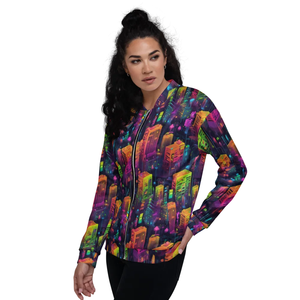 Neon Verticality on Bomber Jacket — Left
