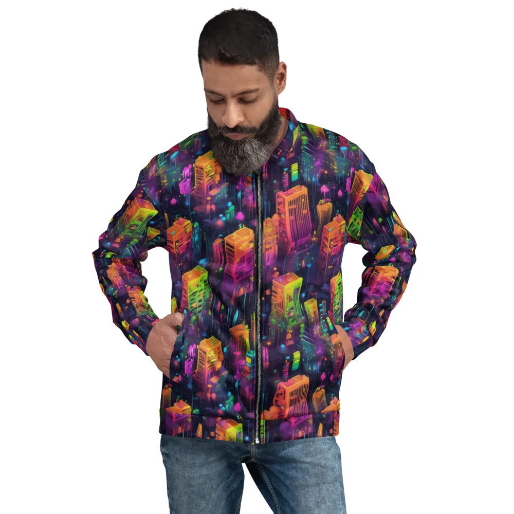 Neon Verticality on Bomber Jacket — Front