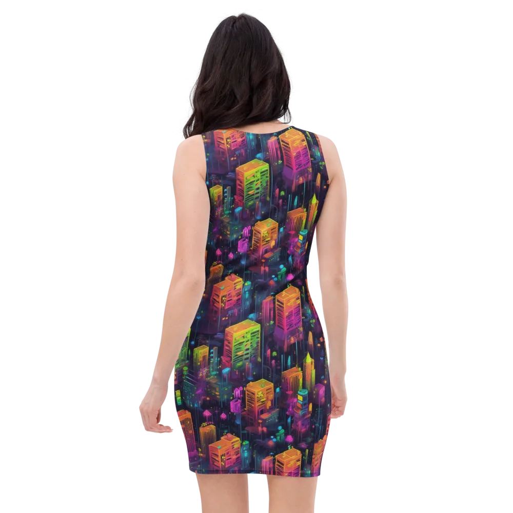 Neon Verticality on Bodycon Dress — Back