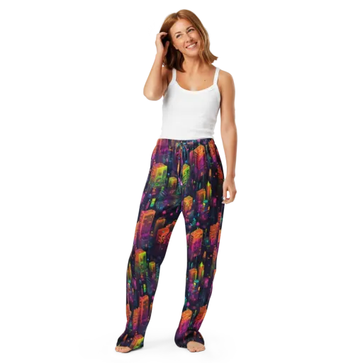 Neon Verticality on a Women's Pajama Pants