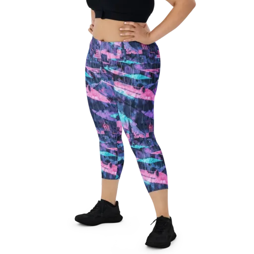Violet Rooftop Storm on a Capri Leggings