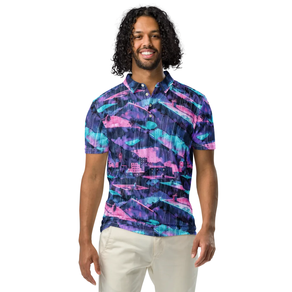 Violet Rooftop Storm on Men's Slim Fit Polo Shirt — Front