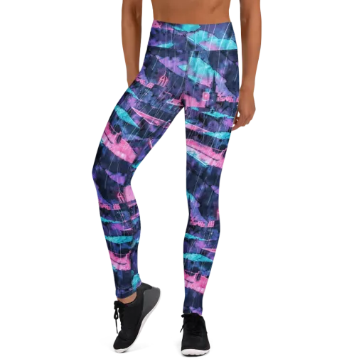 Violet Rooftop Storm on a Yoga Leggings