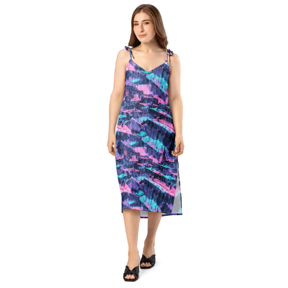 Violet Rooftop Storm on Slip Dress — Front