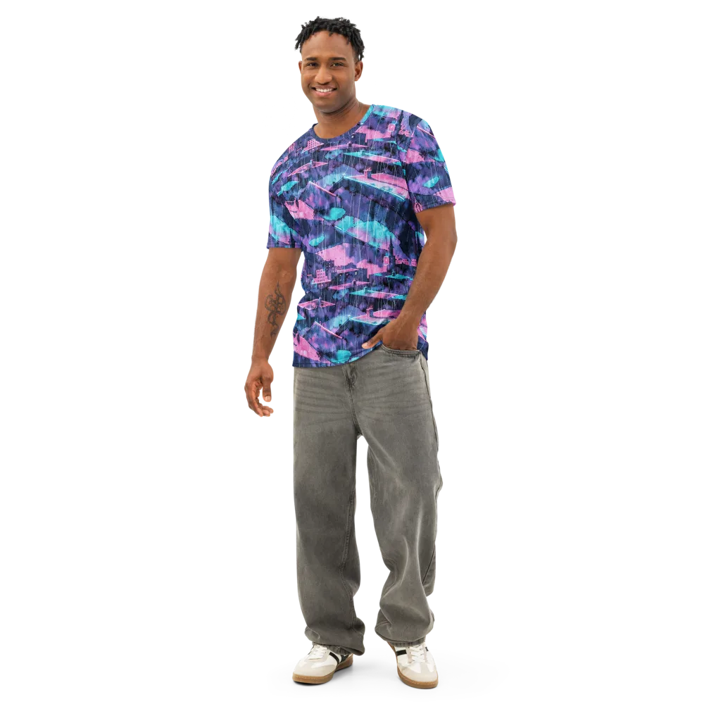 Violet Rooftop Storm on Men's Cotton Crew Neck T-Shirt — Front