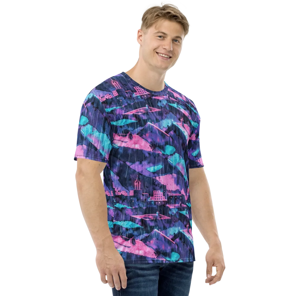 Violet Rooftop Storm on Men's Crew Neck T-Shirt — Right